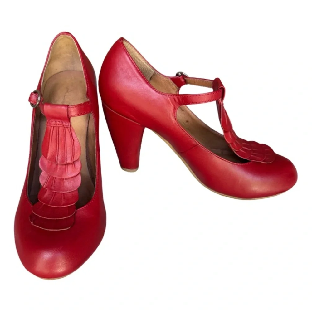 Aldo Red Leather Mary Jane’s Size 37 US 6.5
